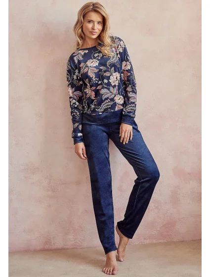 Dámské pyžamo Venus model 19373381 Tmavě modrá vzor - Taro Dámské pyžamo Venus model 19373381 Tmavě modrá vzor - Taro