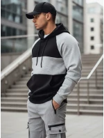 Pánska základná mikina s kapucňou so sivými a čiernymi pruhmi FashionStreet BX5902 Pánska základná mikina s kapucňou so sivými a čiernymi pruhmi FashionStreet BX5902