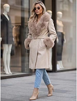 Płaszcz damski z odpinanym  beżowy model 22404884 - FashionStreet