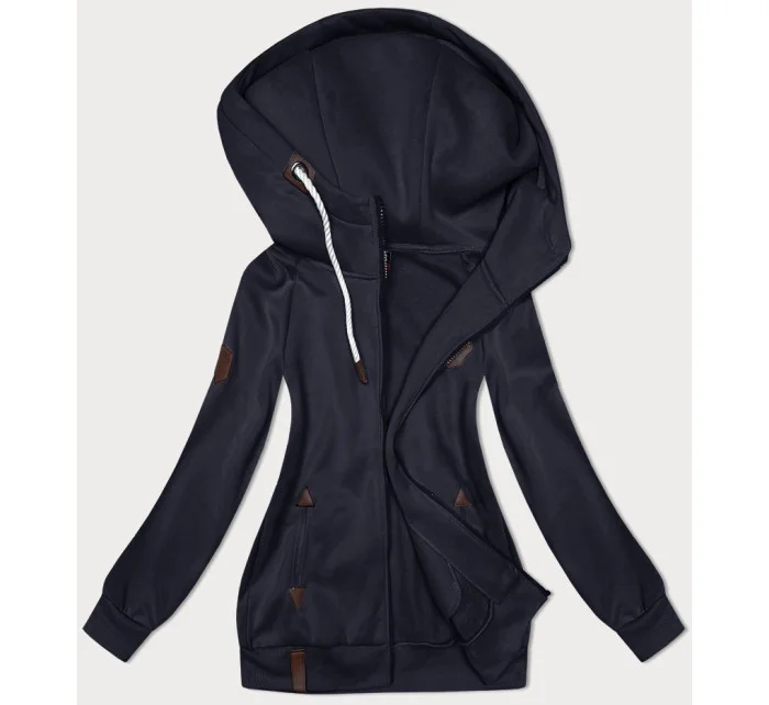 Tmavomodrá jednofarebná dámska mikina na zips (2311)