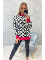 Sveter s geometrickým motívom biely
