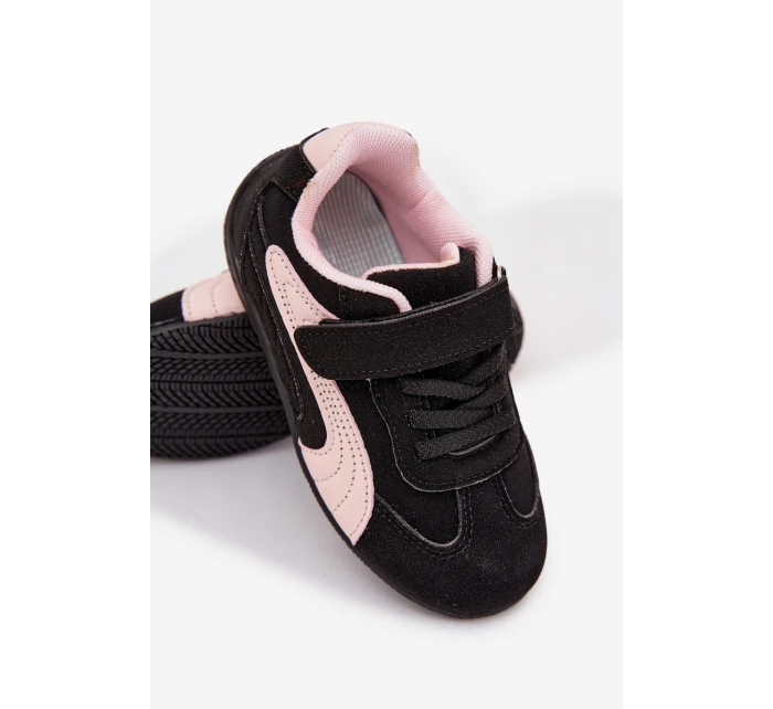 Dětské sportovní boty s přezkou Černo růžové Perrin Dětské sportovní boty s přezkou Černo růžové Perrin