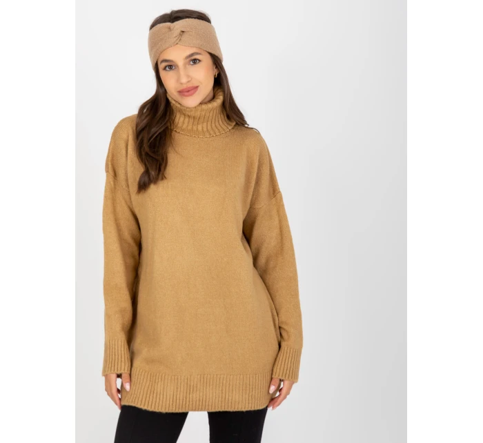 Sweter LC SW model 21755173 camelowy - FPrice Sweter LC SW model 21755173 camelowy - FPrice