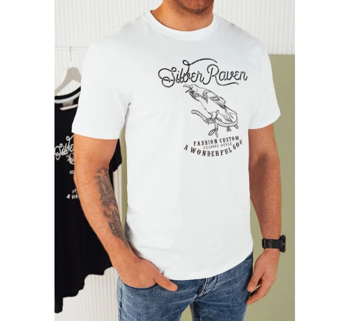 Pánské bílé tričko s potiskem Dstreet model 21973558 - FashionStreet