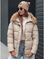 dámská zimní prošívaná bunda s kapucí světle béžová Dstreet model 21980999 - FashionStreet