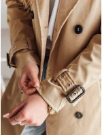 Dámsky dlhý kabát s opaskom SLIMFOTA camel FashionStreet NY0746