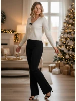 Dámský krátký svetr s mašlí ecru Dstreet model 21988255 - FashionStreet