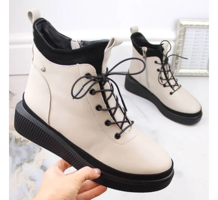 Filippo zateplené kožené topánky na platforme W PAW482 beige Filippo zateplené kožené topánky na platforme W PAW482 beige