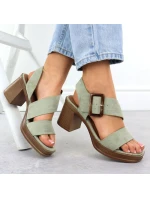 Dámské semišové sandály na jehlovém podpatku zelené model 22015546 - Potocki