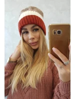 Fleecová čiapka Bojana K265 červená+ecru+beige Fleecová čiapka Bojana K265 červená+ecru+beige