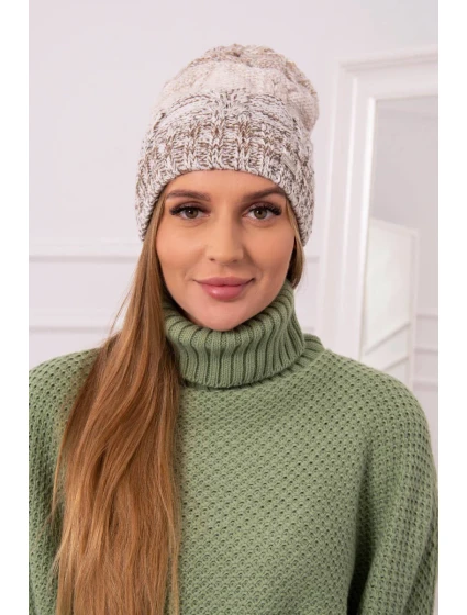 Fleecová čiapka Dolores K303 hnedá+svetlo béžová+tmavo béžová