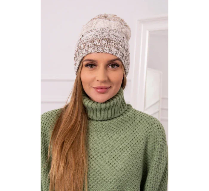 Fleecová čiapka Dolores K303 hnedá+svetlo béžová+tmavo béžová