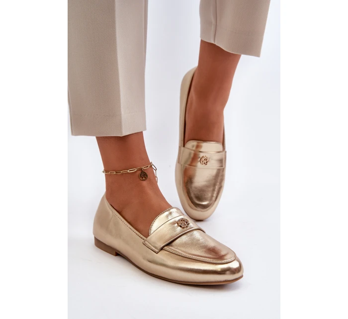 Dámské mokasíny na ploché podrážce zlaté model 21653969 - EVENTO