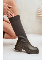 Kozačky S  Na Plochém Podpatku Světle Béžové model 21679905 - Boto