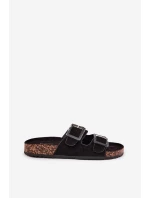 Klapki Damskie Z Klamrami Na Korkowej Podeszwie Czarne Sercele Klapki Damskie Z Klamrami Na Korkowej Podeszwie Czarne Sercele