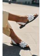 Skórzane Sandały Na Płaskim Obcasie Zazoo 40425 Białe