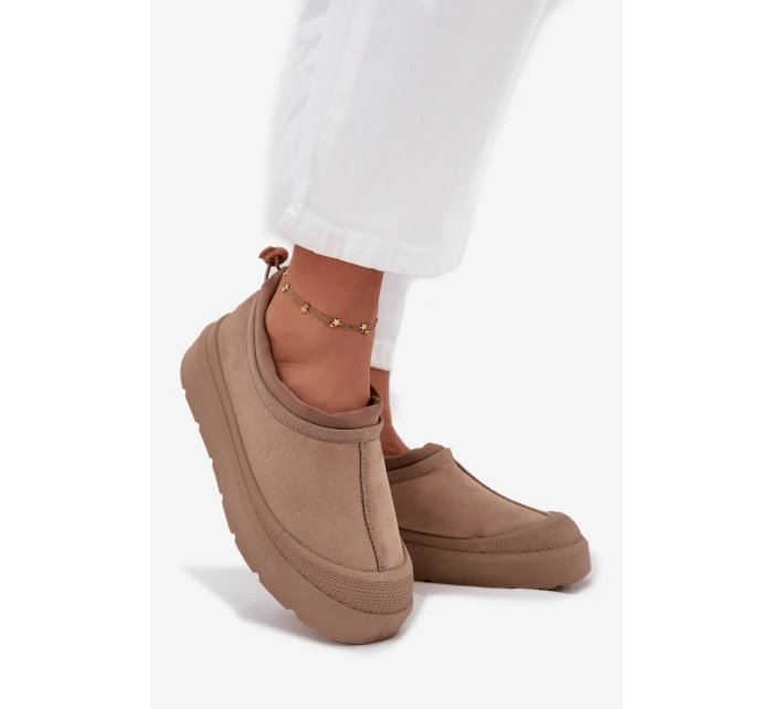 Dámske snežnice na platforme s nízkym zvrškom Izamine - tmavo béžové