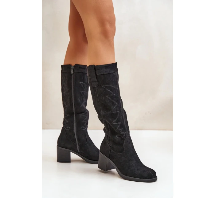 Čižmy na podpätku CHC321 čierne - Step in style