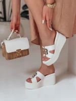 Dámske žabky na platforme PLATSIMA white FashionStreet ZY0758