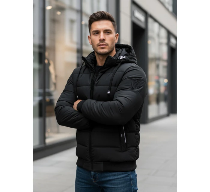 Pánská prošívaná zimní bunda s kapucí černá Dstreet model 21993617 - FashionStreet
