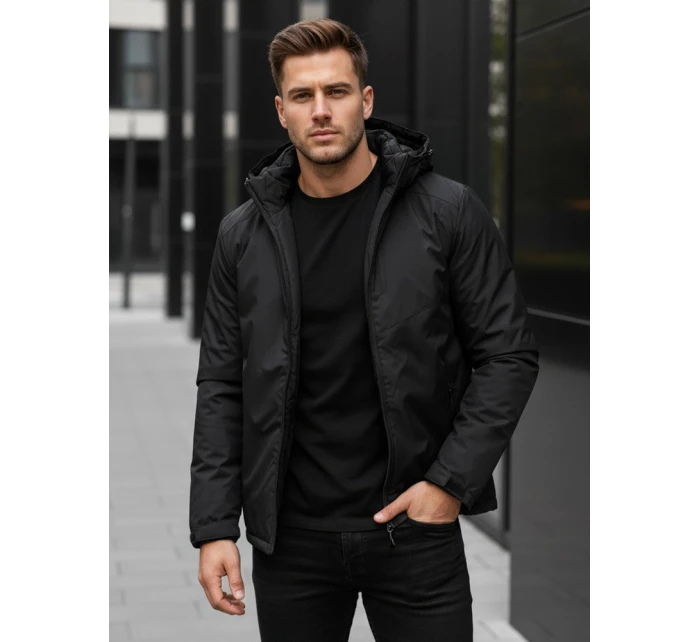 Pánská zimní bunda s kapucí černá model 21995627 - Dstreet