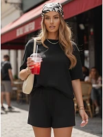 Dámsky čierny pruhovaný letný komplet FashionStreet AY1162