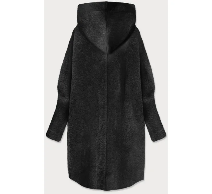 Dlhý čierny vlnený prehoz cez oblečenie typu "alpaka" s kapucňou (908) Dlhý čierny vlnený prehoz cez oblečenie typu "alpaka" s kapucňou (908)