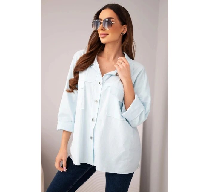 Dámske bavlnené tričko s vreckami modré Dámske bavlnené tričko s vreckami modré