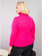 Dámský svetřík z viskózy Plus Size s rolákem v klasickém střihu fuchsiová