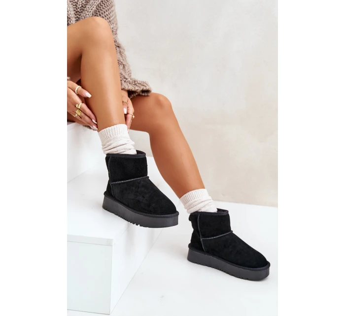 Dámské semišové zimní boty na platformě nad černé model 21670448 - Boto