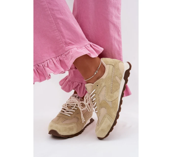 Dámské kožené semišové tenisky MK61-0705 světle zelené