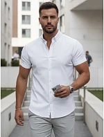 Pánska košeľa s krátkym rukávom, strih regular fit, biela, FashionStreet KX1097