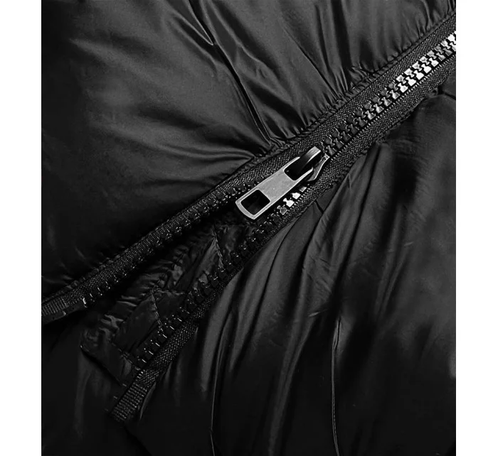 Dámska dlhá zimná bunda čierna (23070-1)