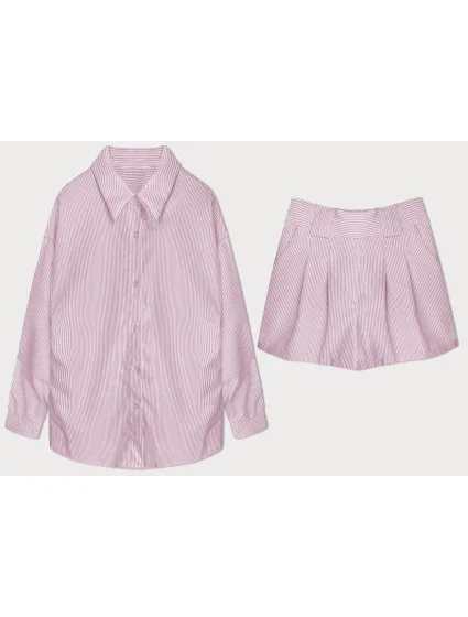Ružový dámsky pruhovaný set - tričko a šortky (16071) Ružový dámsky pruhovaný set - tričko a šortky (16071)