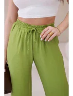 Viskózové kalhoty se širokými nohavicemi oliva Viskózové kalhoty se širokými nohavicemi oliva