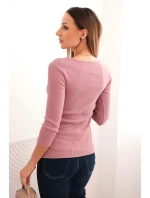 Dámska pruhovaná blúzka s 3/4 rukávom a ozdobnou nášivkou tmavoružová Dámska pruhovaná blúzka s 3/4 rukávom a ozdobnou nášivkou tmavoružová