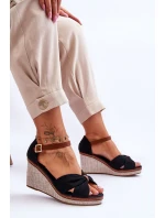 Sandały Damskie Na Koturnie Czarne Daphne Sandały Damskie Na Koturnie Czarne Daphne