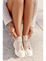 Trampki Damskie Z Cholewką Za Kostkę Big Star OO274006 Beżowe