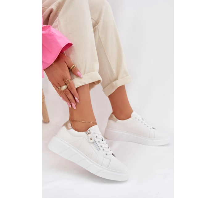 Kožené dámské polobotky s zipem bílé model 22013973 - EVENTO Kožené dámské polobotky s zipem bílé model 22013973 - EVENTO