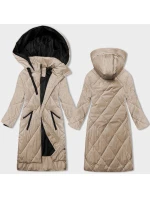 Svetlo béžová dámska dlhá zimná bunda (5M3168-84) Svetlo béžová dámska dlhá zimná bunda (5M3168-84)