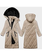 Světle béžová dlouhá dámská zimní bunda model 21328146 - J.STYLE Světle béžová dlouhá dámská zimní bunda model 21328146 - J.STYLE