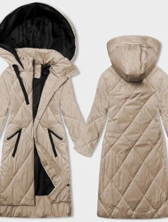 Svetlo béžová dámska dlhá zimná bunda (5M3168-84)