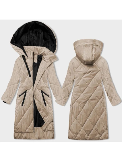 Svetlo béžová dámska dlhá zimná bunda (5M3168-84) Svetlo béžová dámska dlhá zimná bunda (5M3168-84)