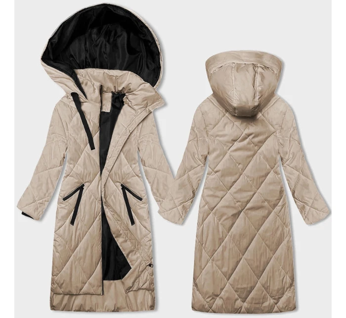 Svetlo béžová dámska dlhá zimná bunda (5M3168-84) Svetlo béžová dámska dlhá zimná bunda (5M3168-84)