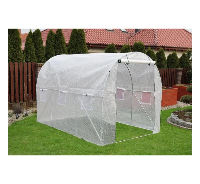 SKLENÍK ZÁHRADNÝ TUNEL 200X300X200CM PE KONŠTRUKCIA BIELA OCEĽ