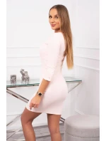 Šaty s knoflíkovým výstřihem pudrově růžové Šaty s knoflíkovým výstřihem pudrově růžové