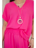 Súprava s náhrdelníkom blúzka + nohavice ružová Súprava s náhrdelníkom blúzka + nohavice ružová