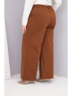 Dámske Plus veľkosť široké nohavice s vysokým pásom Dark Camel