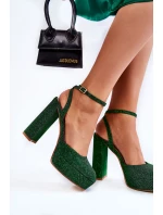 Dámské sandály třpytivé na podpatku model 21597005 - Boto