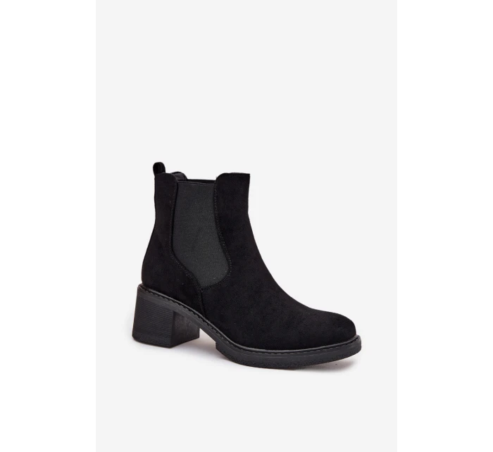 Botki Sztyblety Damskie Na Klocku Czarne Luvina